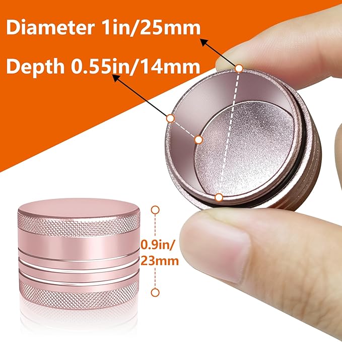 Small Pill Box, Portable Daily Box, Aluminium Alloy Round Container for Pills, Pocket Case (Pink)