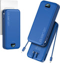 20000mAh Ultra-Portable-Charger-Power-Bank with Built in Cables&AC Wall Plug,PD20W USB-C Fast Charging Cell Phone Charger Battery Pack,LED Display Travel Battery Bank for All iPhone,Samsung,Android