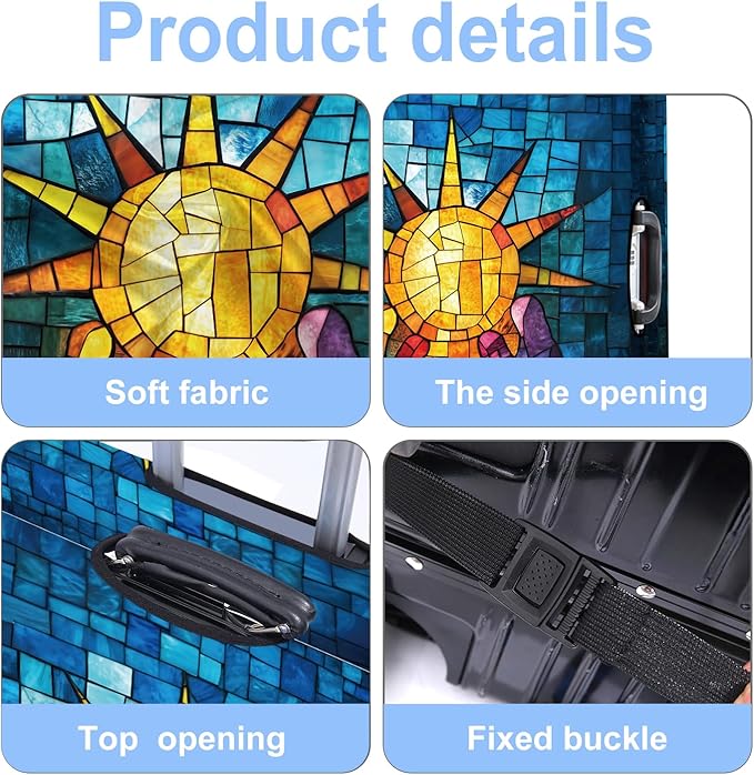 Luggage Cover Washable Suitcase Protector Anti-scratch Suitcase cover Fits 20-34 Inch Luggage (Sun, M(24-26inch suitcase))