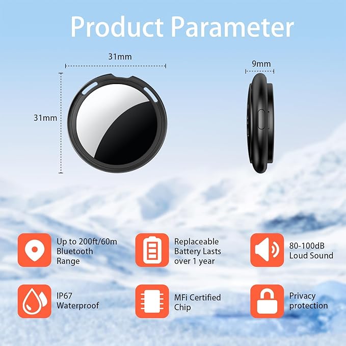 Air Tracker Tags 4 Pack [Apple MFi Certified] Pair with Apple Find My(iOS Only) Smart Bluetooth Tracking Tags Key Finder Item Locator Waterproof Worldwide Tracker for Pets Wallet Backpack Dogs Luggage