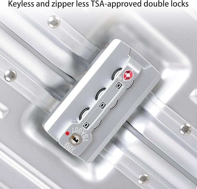 Metal All Aluminum Carry-on Luggage TSA Customs Lock Zipperless Silent Rotary Wheel Business Suitcase Aluminum Frame Set (titanium gold, 28 '')