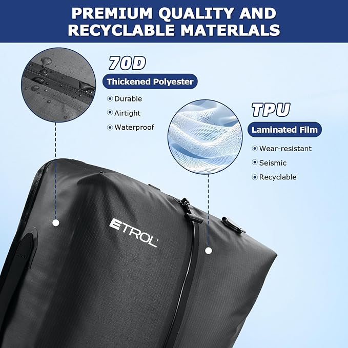 TPU Vacuum Bag for Travel, 70D Nylon Reusable Compression Bag with IP67 Waterproof Zipper, Compression Packing Cubes for Clothing, Space Saver Bags for Luggage and Backpack(Gray-1 PCS + PUMP)