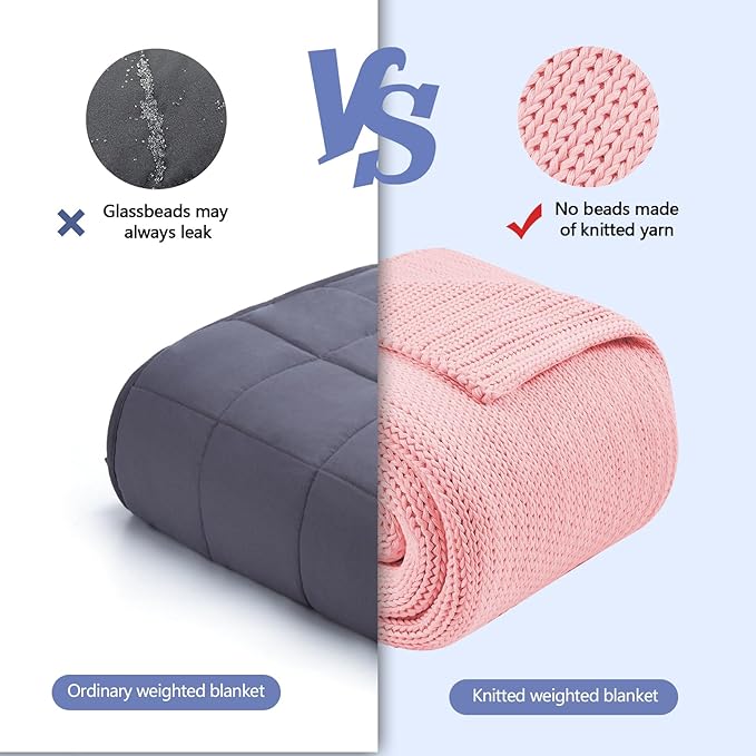 L'AGRATY Knitted Weighted Blanket - 48"x72" 15lbs Cooling Chunky Knit Heavy Blanket for Adults Braided Crochet Throw Thick Cable Yarn Knit Decorative No Beads Evenly Weighted Machine Washable