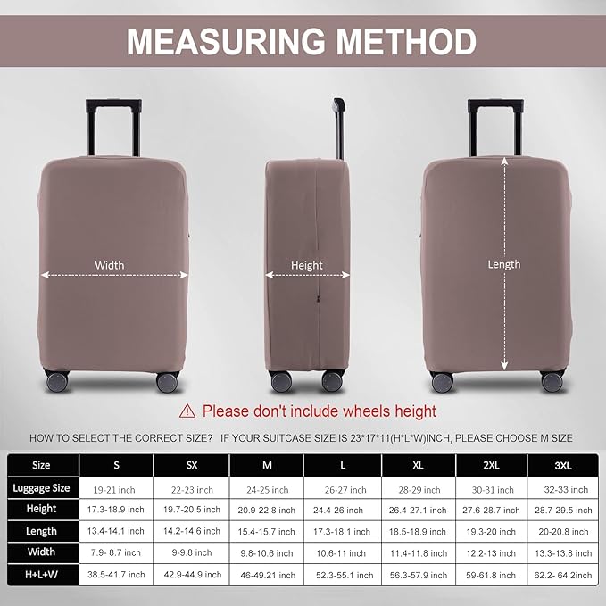 Travel Luggage Cover Suitcase Protector Scratch-Resistant Fit 19-31 Inch, Not Included Suitcase (Khaki, S(19-21 inch))