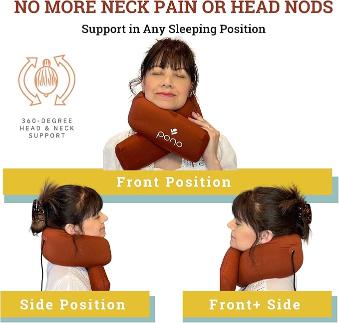 Pono Neck Cradle Travel Pillow: Memory Foam, Ergonomic 360° Adjustable Support, Prevents Neck Pain/Head Nods. Infinity Shape Fits All Adults. Foldable Design for Easy Portability (Ocean Mist)