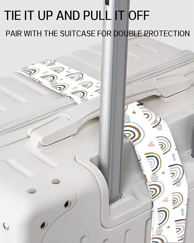 Luggage Straps for Suitcases, Adjustable Travel Belt, Durable Wide Luggage Strap, Cute Suitcase Strap Identifiers with Buckle, Bag Straps for Luggage, Cute Rainbow Design