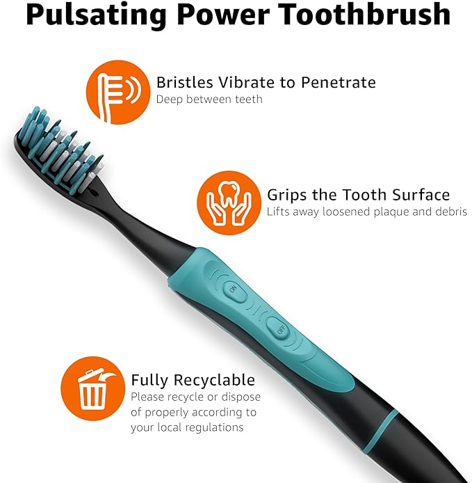 Amazon Basics Electric Pulsating Deep Cleaning Toothbrushes, 2 Count, 2-Pack