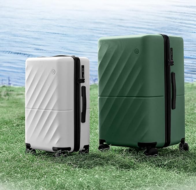 Trunk Luggage 26 Inch, Medium Checked Luggage with Double Spinner Wheels, Anti-Burst Zipper, Hard Case PC Suitcase, Lightweight Travel Luggage, TSA Approved (Pearl White, Hudson)