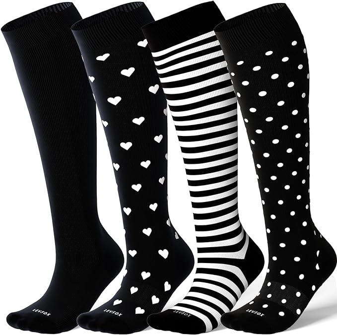 LEVSOX Compression Socks for Pregnant Women 20-30 mmHg Knee High Cute Funny Mens Supports Socks for Nurses, Medical, Travel