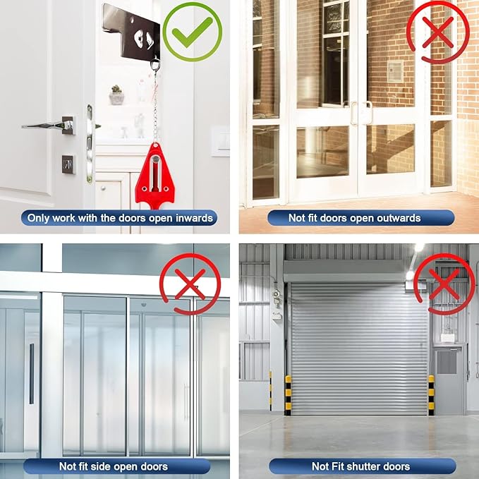 KERUI Door Stop Alarm & Portable Door Lock, Dual Protection Security Door Stopper Wedge Alarm with 3 Levels Sensitivity, Door Security Devices for Travel Hotel Home Apartment (3 Pack)