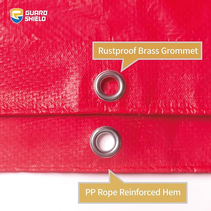 GUARD SHIELD Red Tarp 10x20 Feet Tarps High Visibility Outdoor Poly Cover Lightweight 6mil