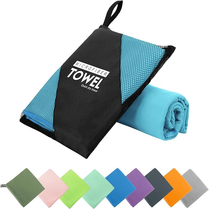 Microfiber Travel Towel, Soft Lightweight Quick Dry Towel, Super Absorbent Compact Travel & Sports & Beach Towels for Camping, Backpack, Gym, Swimming, Yoga, Hiking (S:16"×32" -MarineBlue)
