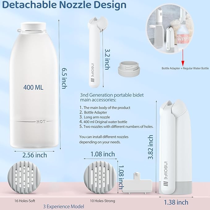 Portable Bidet|High Pressure Travel Bidets Electric Portable Bidet for Women Men Hygiene Cleaning | Soothing Postpartum Care | Hemorrhoid Perineal Care| Travel Bidets Portable