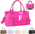 Overnight Bag for Kids Teen Girls Weekender Dance Bag Birthday Graduation Gifts,Initial Travel Duffel Bag Sports Gym Bag Personalized Weekender Bag Carry On Bags Preppy Gifts for Women(Hot Pink, F)