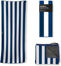 Nomadix Original Towel - Perfect for Beach, Pool, Travel, Camping, Yoga - Made with Recycled Materials - Super Absorbent - Sand Resistant - Cabana Stripe Dark Blue - 72.5x30