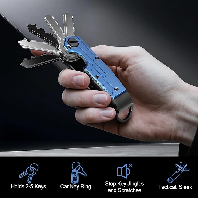 Key Organizer for Men Compact Key Holder Minimalist Key Case Metal Key Chain Key Holder for Keychain Secures 2-5 Keys