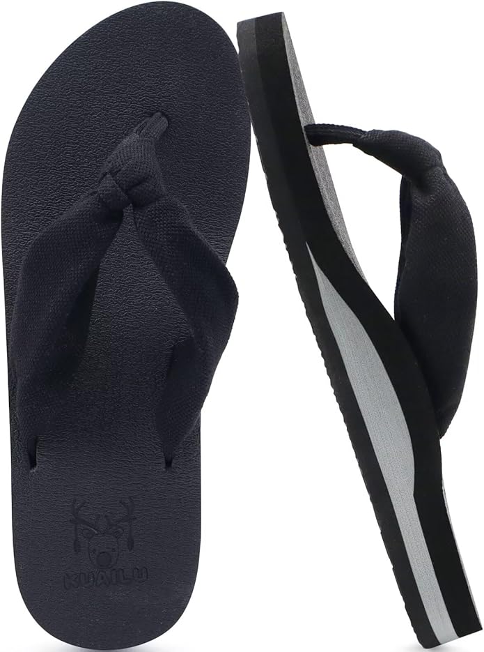 KuaiLu Flip Flops for Women with Arch Support Yoga Mat Comfortable Summer Beach Walking Thong Cushion Sandals Slip On Indoor Outdoor