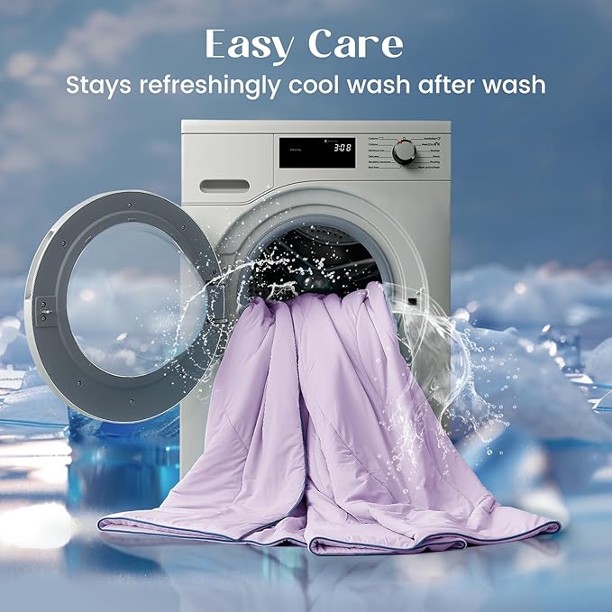 Dream Valley® Outlast® Deepsleep Cooling Comforter, Full/Queen Size, NASA-Grade Space Technology Cooling Blanket for Hot Sleepers Night Sweats, Q-Max > 0.45 Aerocool™ Breathable, Lavender Fog, 90"x90"