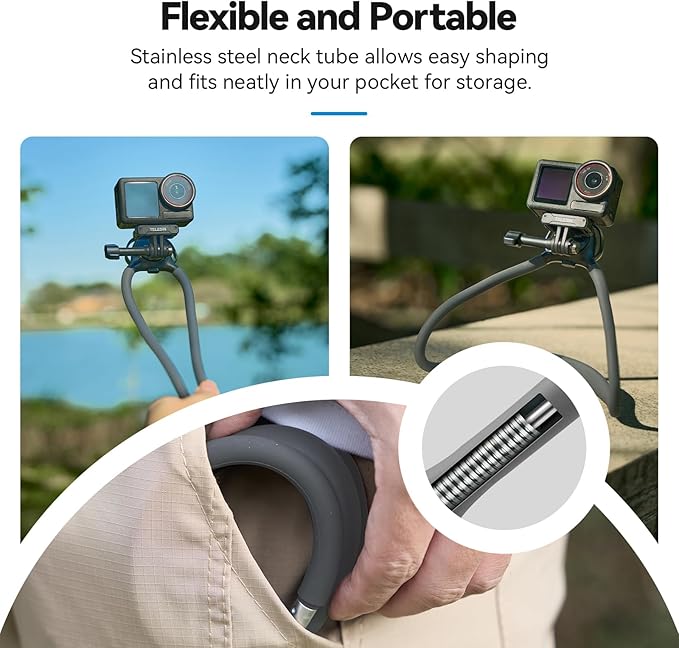 TELESIN Neck Mount SE 2.0 with Air Cushion, Adjustable Chest Strap and Neck Mount for Hands-Free POV Vlogging, for GoPro Hero 13/12/11/10/9, insta 360 X5/X4/X3/Ace Pro 2, Action 3/4/5 Pro, AKASO, etc.