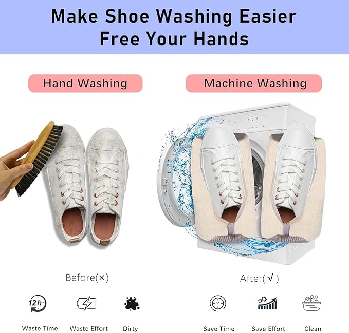 Shoe Cleaning Bag,Shoe Washing Bag For Washing Machine,Laundry Bag For Shoes,Fluffy Fibers 360° Wrap-Around Cleaning Reusable Washer Shoe Bag Ensure Deep Cleaning of The Shoes(Brown 2 pcs)