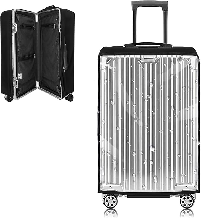 Yotako Upgraded Zippered Transparent PVC Suitcase Cover, No Disassembly Required Clear Luggage Protector for Suitcase Luggage Protector Cover 26''