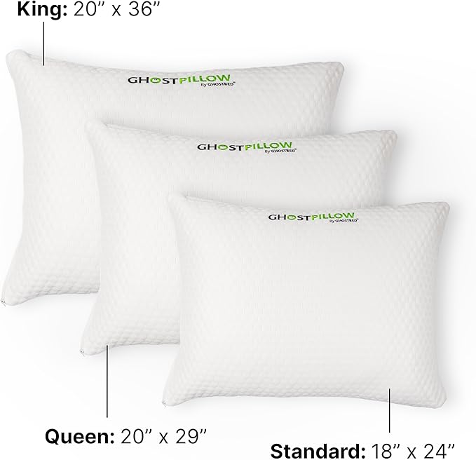 GhostBed Shredded Memory Foam Pillow with Adjustable Gel Memory Foam and Cooling Breathable Cover - King Size Shredded Memory Foam Pillows CertiPUR-US Certified 2-Pack
