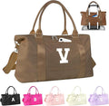 Birthday Graduation Gifts for Daughter,Initial Travel Duffel Bag Sports Gym Bag for Girls Teen Kids Birthday Gifts,Personalized Weekender Bag Carry On Tote Bags Cute Overnight Bag for Women(Brown, V)