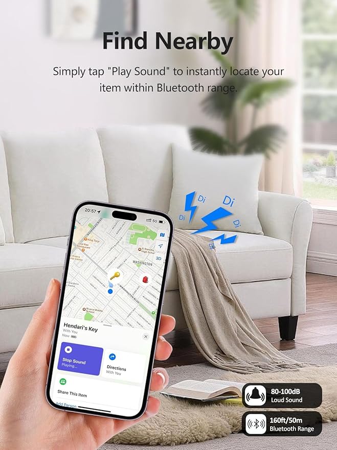Tracker Tags, Item Finder Work with Apple Find My (iOS Only), Tracking Device Locator Smart Tag for Luggage, Keys, Wallet, Bike, Pets, Bags (Black, 4 Pack)