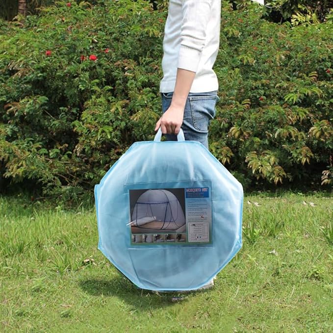 Pop-up Mosquito net Double Bed,L75xW47xH55in, Double Door Zip Portable Tent Travel Mosquito net Free-Standing use one Compartment to Install Suitable for Bedroom no Hooks no Chemicals.L190*W120*H140CM