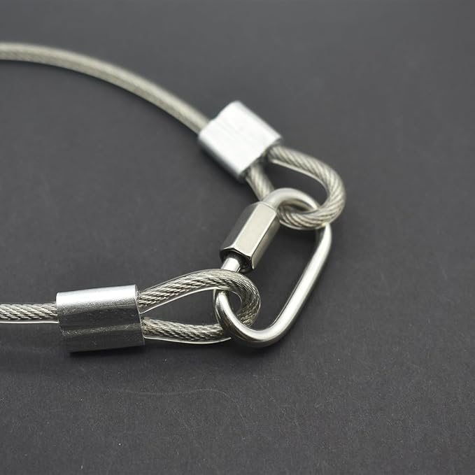 10 Pcs 2mm Wire 12 inch Vinyl Coated Stainless Steel Cable with Loops Short Wire Rope Lanyard Lock Security Chain Link for Outdoor Gates, Clear(2mm x 12inch)