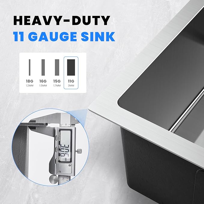 POPFLY 20×16 inch Drop In Kitchen Sink, 18 Gauge Stainless Steel Overmount Single Bowl Small Prep Bar Sink, Top mount Handmade Utility Deep Sinks with 2 Holes, Brushed Nickel