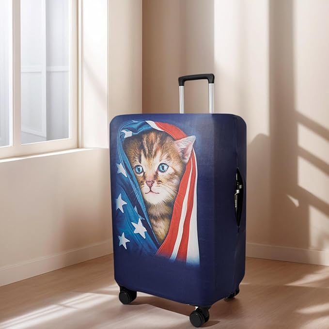WUJIAONIAO Travel Luggage Cover Baggage Suitcase Cover Protector Skins 18-32 Inch (Cat A, L (for 25-28 inch luggage))