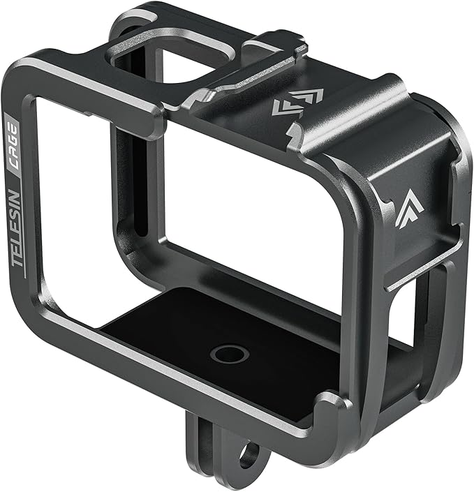 TELESIN Aluminum Case Metal Cage Protective Frame Housing for GoPro Hero 13 12 11 10 9, Fits for Go Pro When ND CPL Lens Filter Max Lens Mount on, with Cold Shoe Connect to Video Light Microphone