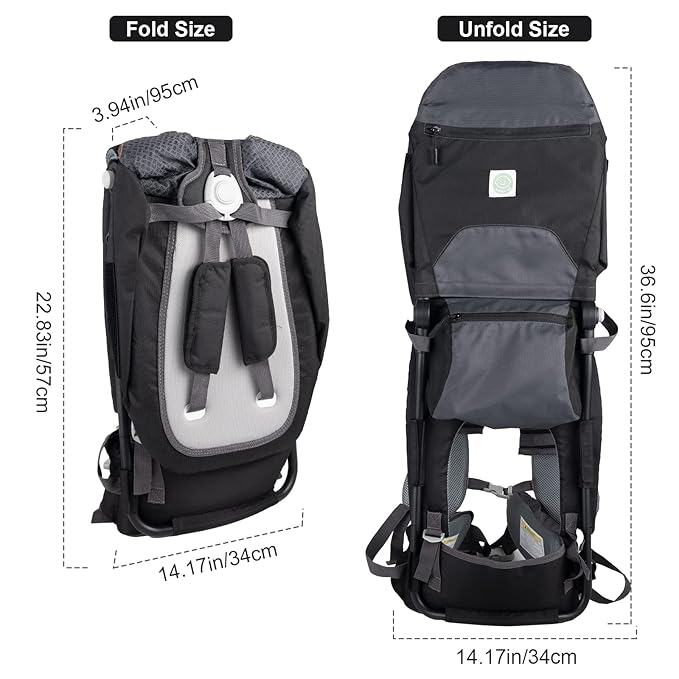 Baby Shoulder Carrier Baby Hiking Backpack Carrier with Rain Cover Sun Shade for Child Safe Backrest and Toddler Ergonomic Seat Holds 40 Pound for Children Between 6 Months-3 Years Old Babies