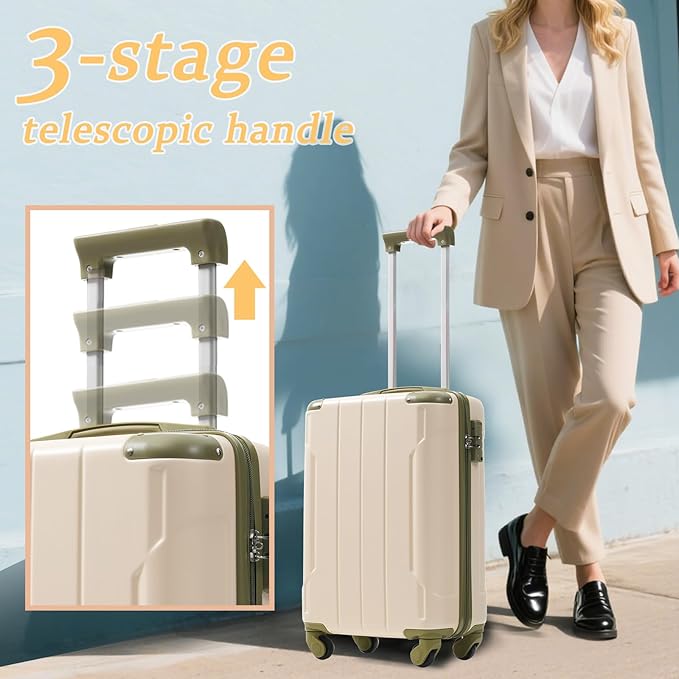 Merax 20 Inch Carry On Luggage Airline Approved, Hardshell ABS Suitcase with Spinner Wheels, TSA Lock, Lightweight Travel Luggage for Business Trips & Weekend Getaways