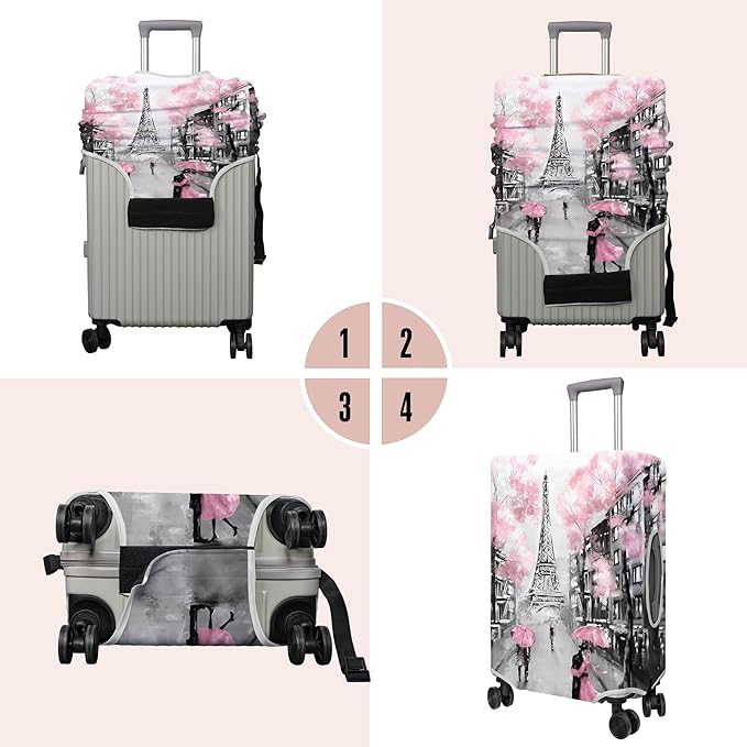 Travel Luggage Cover Suitcase Protector Fits 18-32 Inch Wheel Covers PatternedTravel Related Items Flower Luggage Protector Elastic L