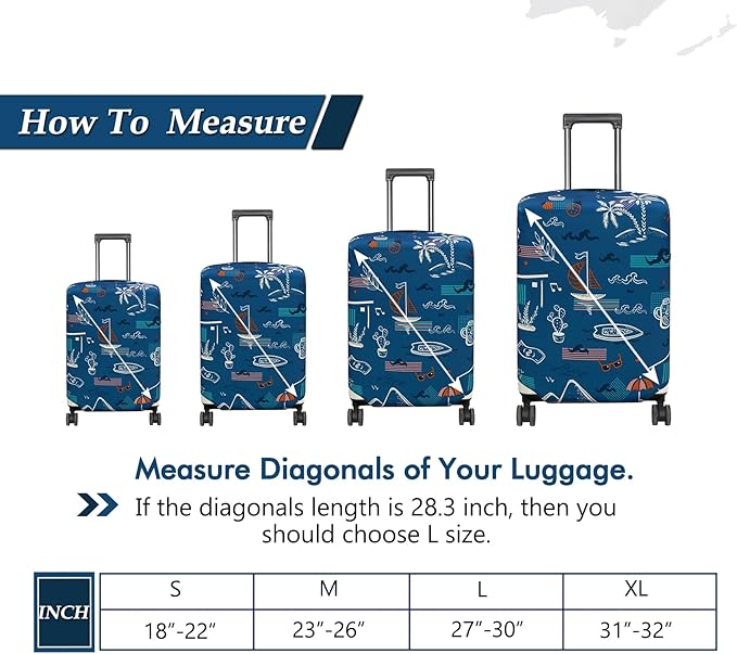 HYPER VENTURE Washable Luggage Cover - Fashion Suitcase Protector Fits 23-26 Inch Luggage (Hawaii Beach, M)