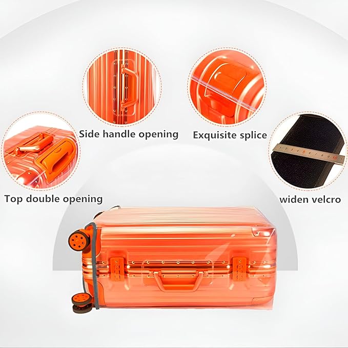 24/28 Inch Thicken Transparent Luggage Cover Suitcase Protector Waterproof PVC Full Clear Cover 3mm Thickness Travel Suitcase Set Full Clear 24/28 inch