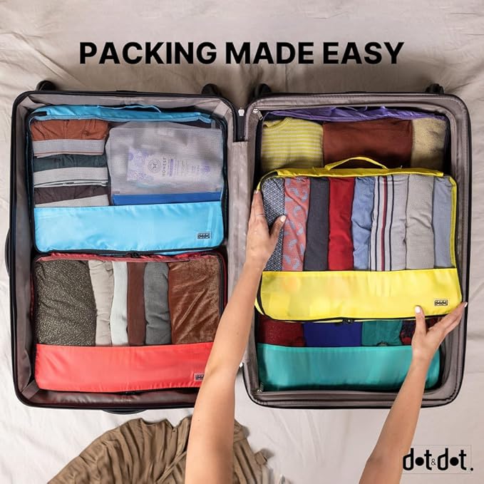 5pc Large Packing Cubes for Suitcases - Travel Packing Organizers for Carry on Suitcase - Luggage Packing Cubes for Travel - Set of Packing Bags for Suitcases