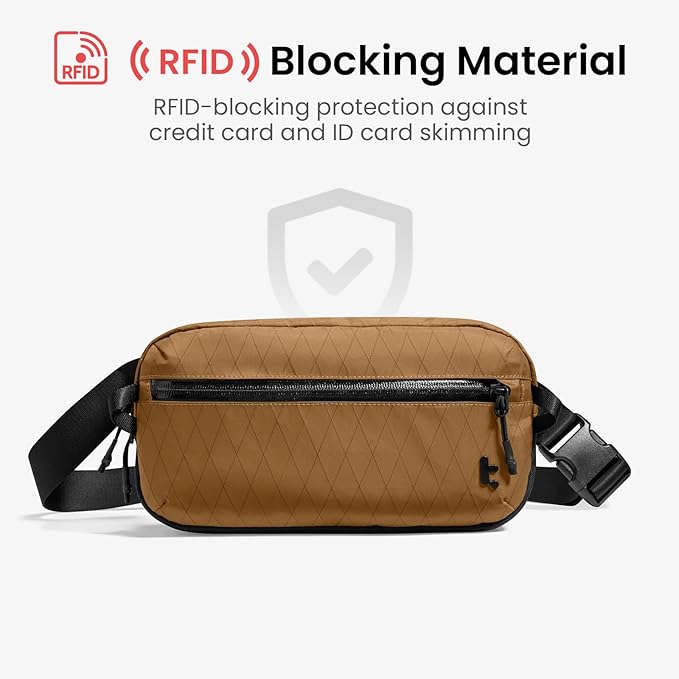 tomtoc 3.5L X-Pac Sling Bag with RFID Blocking, Crossbody Bag Minimalist Chest Shoulder Pack for Men/Women, Water-resistant Lightweight Casual Funny Pack for Travel/Daily Commute