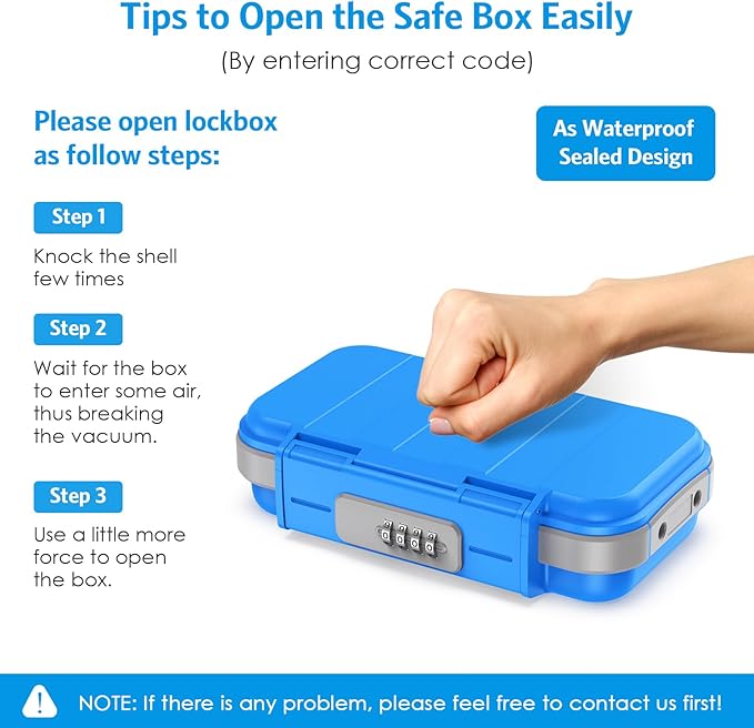 AMIR Portable Safe Box, Combination Security Case LockBox with Code, Waterproof Anti-Theft Mini Travel Safe Lockbox with Removable Chain, Portable Lock Box for Car Dorm Beach Hotel Personal Items Safe