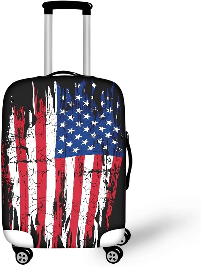 USA Flag Star Stripes Flag Luggage Covers Protector Elastic Spandex Baggage Case Fit 26-29 Inch, 4th of July Independence Day, American Flag Travel Suitcase Cover, Patriotic Flag