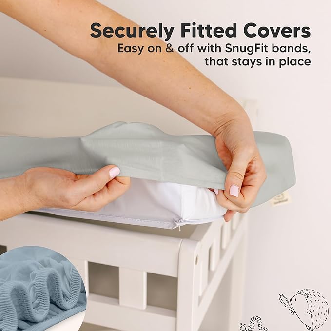 2-Pack Baby Changing Pad Covers for Girl, Boy, Neutral - Soft Viscose Derived from Bamboo Changing Table Pad Cover Sheets, Baby Nursery Diaper Changing Pad Cover, Contour Changing Pad Liner (Steel)