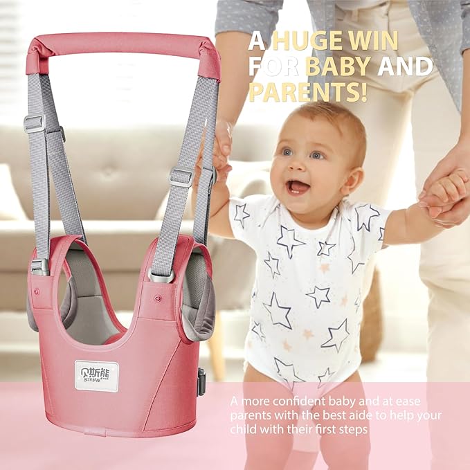 Baby Walking Harness-Handheld Assistant Belt- Toddler Infant Walking Aid for Trainer & Support 7-24 Month Old (all-season-Pink-1817)