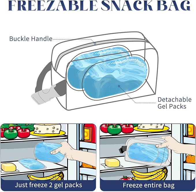 Cerbonny Small Cooler Bag Freezable Lunch Bag for Work School Travel,Small Lunch Bag,Small Insulated Bag For Adults/Kids,Freezer Lunch Bags,Mini Lunch Bag Fit For Yogurt（Navy Blue-1）