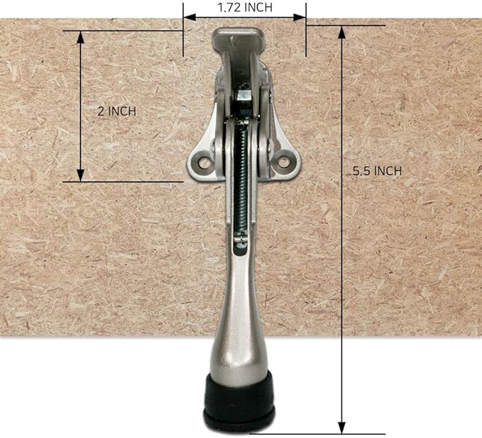 One Touch Kickdown Door Stopper, Door Holder, Heavy Duty Door Stops, Bottom of Door, Height-Adjustable Rubber Tips by HASHI (Antique Bronze 4 inch x 1pack)