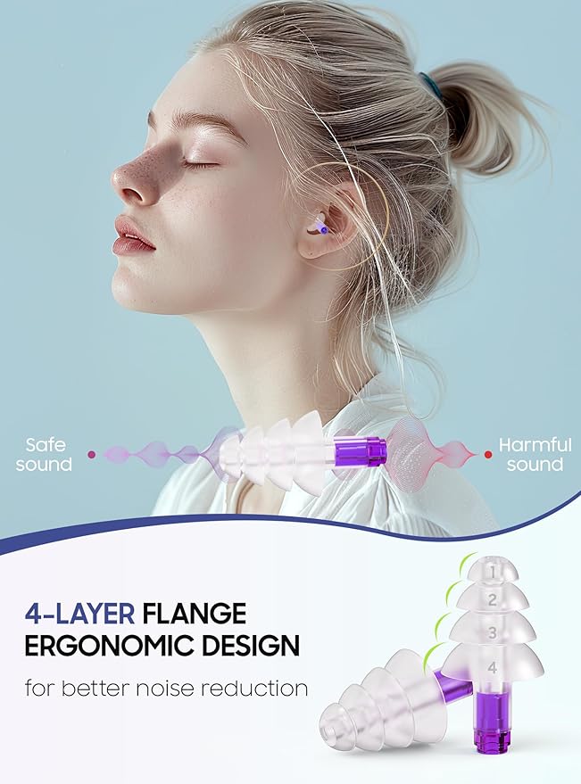 Ear Plugs for Airplane Pressure Relief, Kids 6+, Adults/Small Canal Reusable Airplane Earplugs 26dB, with Silicone Connector Cord, Travel Essentials for Flying, Ear Protection Earplugs