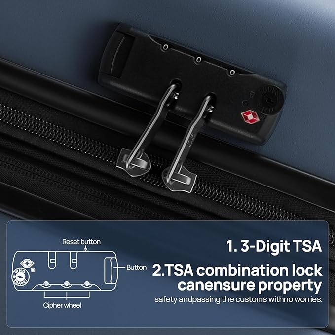 Carry on Luggage 22 X 14 X 9 Airline Approved, 20 Inch Luggage for 3-5 Days Travel, Double Spinner Wheels, 100% Hardshell PC, TSA Lock (09-Grey, Checked 24-Inch)