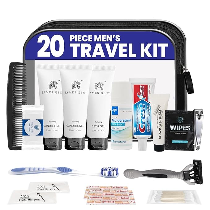 Trektote Travel Toiletry Kit For Men And Women – 20 Piece Set of Travel Size Toiletries, TSA Compliant, Includes Shampoo And Conditioner, Body Wash, Toiletry Bag & More