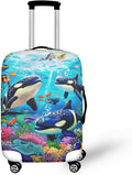 Killer Whale Luggage Cover Elastic Universal Luggage Covers for Suitcase Fit 22-25 Inch Zip Closure Suitcase Cover Protector for Travel Business Anti-Scratch Baggage Covers Case